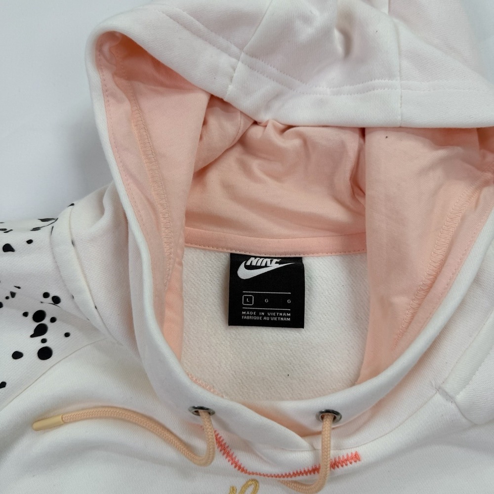 Nike Sportswear Just Do It Hoodie Sweatshirt White Pink Splatter Logo Women's L - Picture 11 of 15